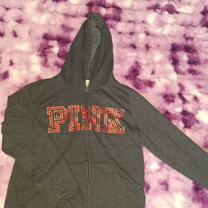 WomensPINK Victoria's Secret Grey Jacket with Red and gold Lettering Size large